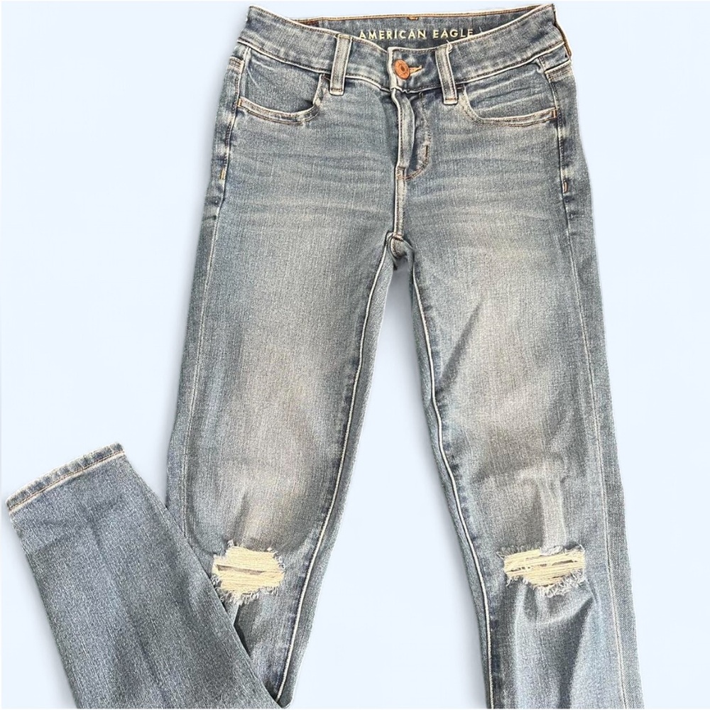 American Eagle Outfitters Blue Skinny Jeans Distressed Style